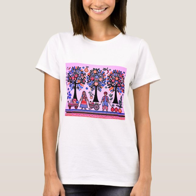 einfaches madhubanisches Gemälde T-Shirt (Vorderseite)