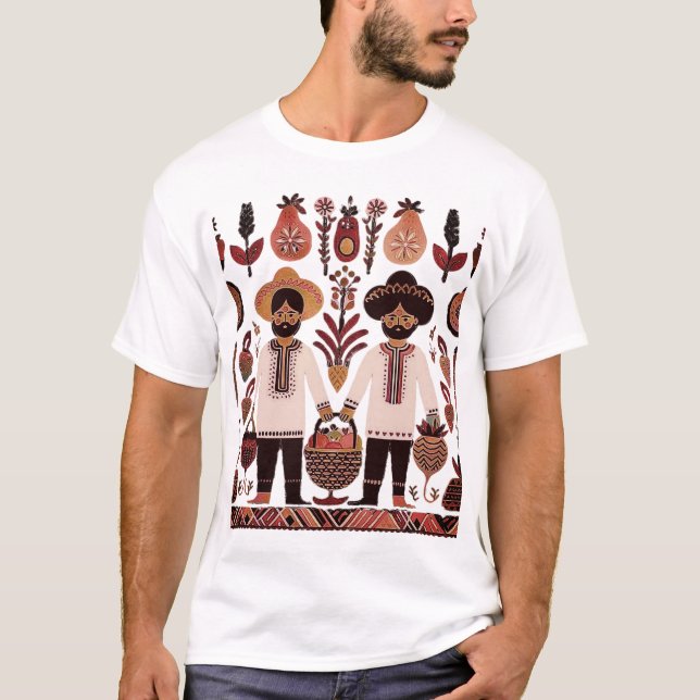 einfaches madhubanisches Gemälde T-Shirt (Vorderseite)