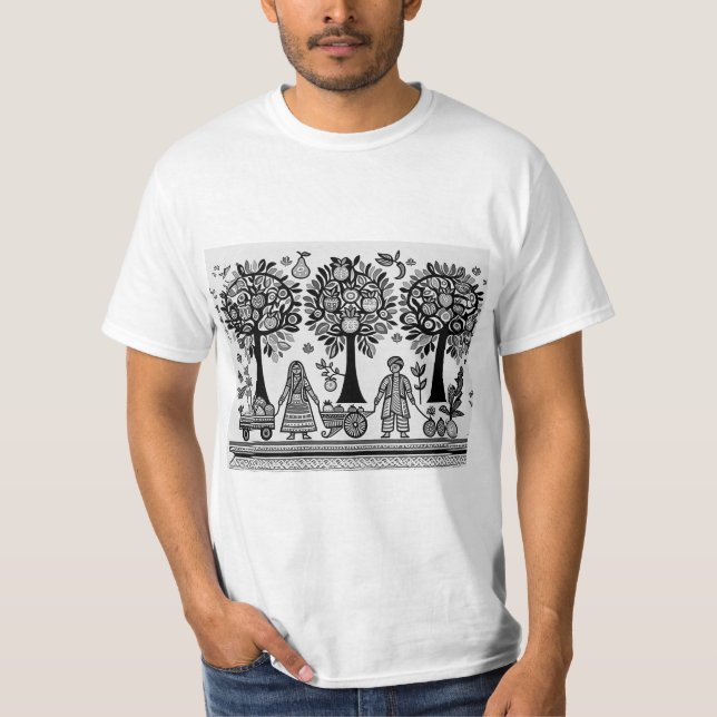 einfaches madhubanisches Gemälde T-Shirt (Vorderseite)