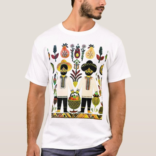 einfaches madhubanisches Gemälde T-Shirt (Vorderseite)