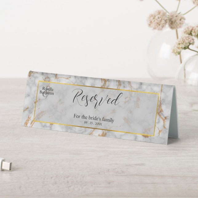 Einfaches Marmorgrauzeichen für Hochzeitstische re Tischaufsteller (In Situ (Tisch))