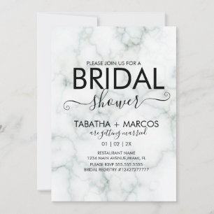 Einfaches Marmorskript Elegante BRIDAL-Party  Einladung