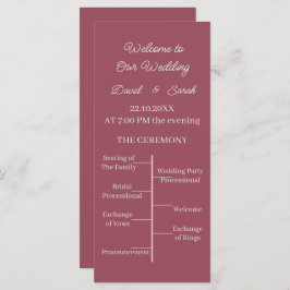 Einfaches Maroon-Personalisiert-Hochzeitsprogramm