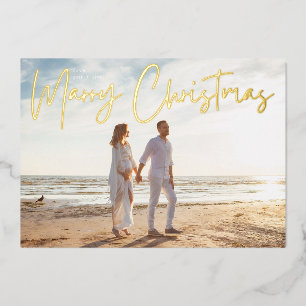 einfaches MARRY CHRISTMAS Gold Foto Folien Feiertagskarte