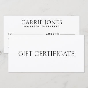 Einfaches Massage-Therapeut-Geschenkgutschein