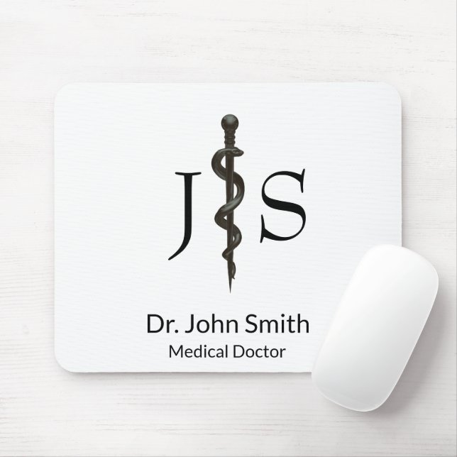 Einfaches medizinisches Asclepius Beruflich Schwar Mousepad (Mit Mouse)