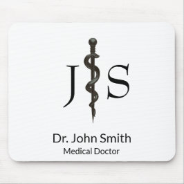 Einfaches medizinisches Asclepius Beruflich Schwar Mousepad