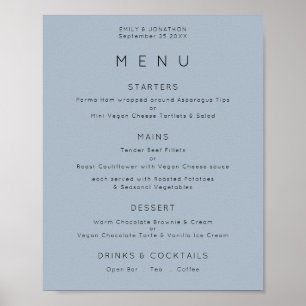 Einfaches Menü mit Text Dusty Blue Wedding Poster