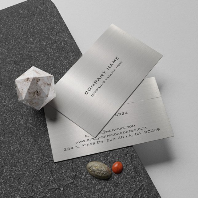 Einfaches metallisches Silber-bürstendes Gestell Visitenkarte (Von Creator hochgeladen)