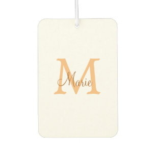 einfaches minimal add name monogramm orange braun autolufterfrischer