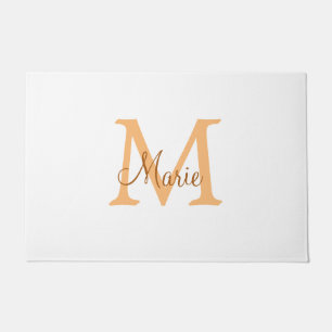 einfaches minimal add name monogramm orange braun fußmatte