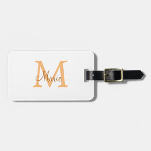 einfaches minimal add name monogramm orange braun gepäckanhänger
