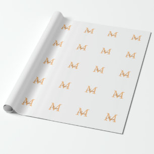 einfaches minimal add name monogramm orange braun geschenkpapier