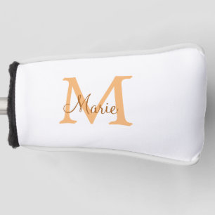 einfaches minimal add name monogramm orange braun golf headcover