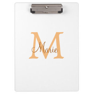 einfaches minimal add name monogramm orange braun klemmbrett