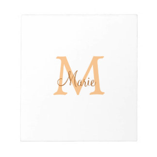 einfaches minimal add name monogramm orange braun notizblock