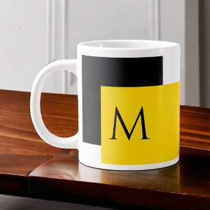 Einfaches Minimal-Farbblock mit Monogram-Initial Jumbo-Tasse
