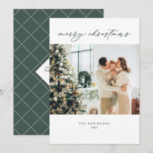 Einfaches Minimal Forest Green Frohe Weihnachts-Fo Feiertagskarte