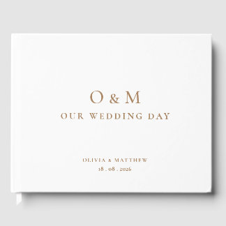 Einfaches Minimal Gold Monogramm Unser Hochzeitsta Gästebuch