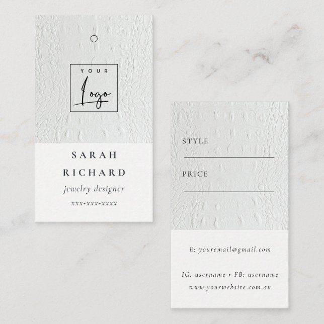 Einfaches Minimal-Leder-Textur-Preis-Logo Visitenkarte (Vorne/Hinten)