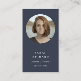 Einfaches Minimal Navy Blue Beruflich Custom Foto Visitenkarte