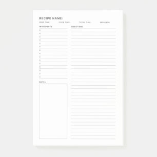 Einfaches Minimal Rezept Buch Post-it Klebezettel