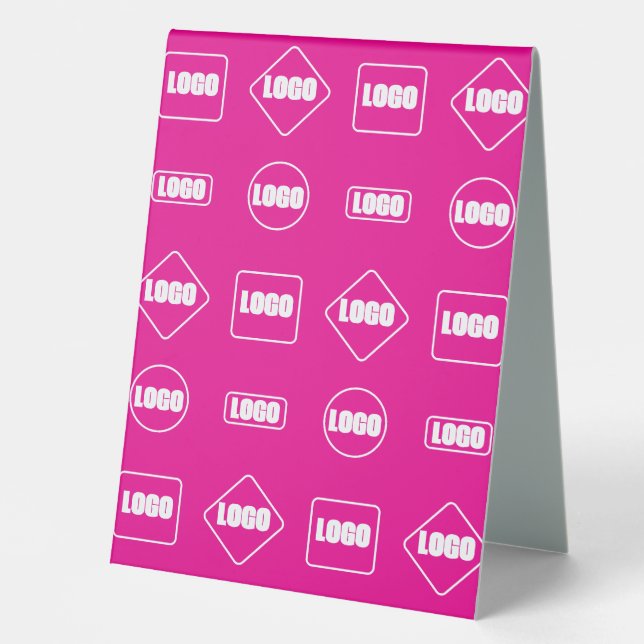 Einfaches Minimal-Rosa-Logo für Unternehmen Tischaufsteller (Vorderseite)