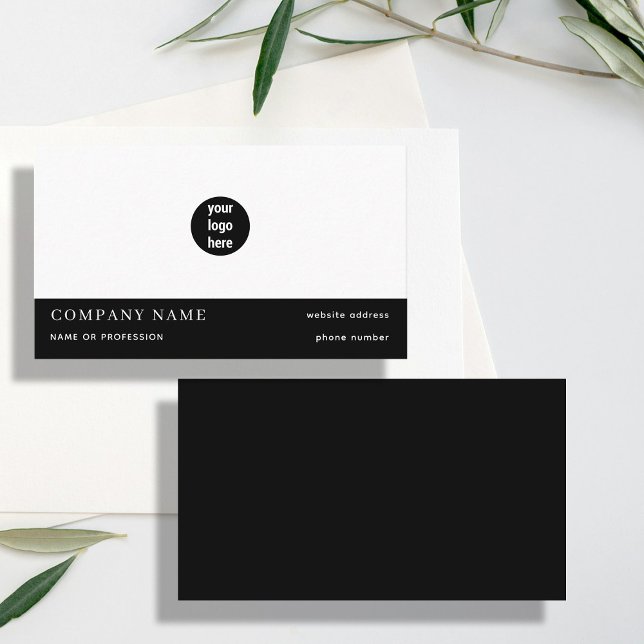 Einfaches Minimal-Schwarz-weiß-Business-Logo Visitenkarte (Simple Minimal Black White Business Logo Business Card)