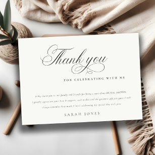 Einfaches Minimal-Script-Schwarz-weißes Brautparty Dankeskarte