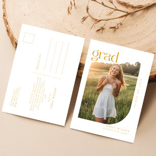 Einfaches Minimalbogen-Foto Gold Schrift Graduieru Postkarte