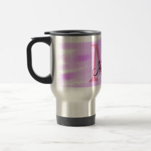 einfaches minimales Add Name Monogramm rosa Aquare Reisebecher