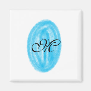 einfaches minimales blaues Wasserfarbe-Kreis-Monog Magnet