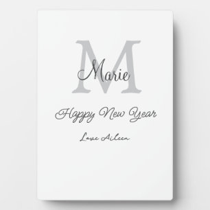 einfaches minimales frohes neues jahr monogramm gr fotoplatte