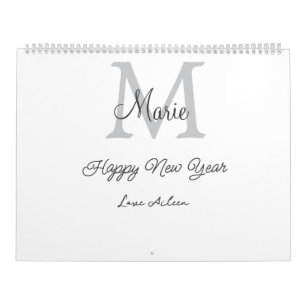 einfaches minimales frohes neues jahr monogramm gr kalender