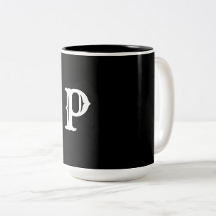 einfaches minimales fügen sie ihren text monogramm zweifarbige tasse