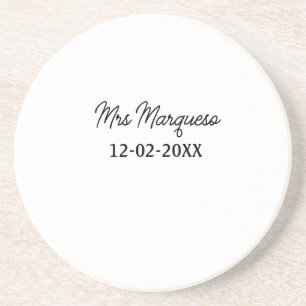 einfaches minimales Monogramm Frau Herr Name Datum Getränkeuntersetzer