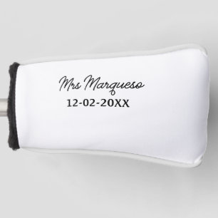 einfaches minimales Monogramm Frau Herr Name Datum Golf Headcover