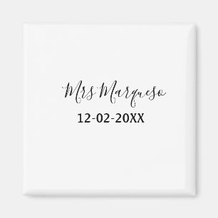 einfaches minimales Monogramm Frau Herr Name Datum Magnet