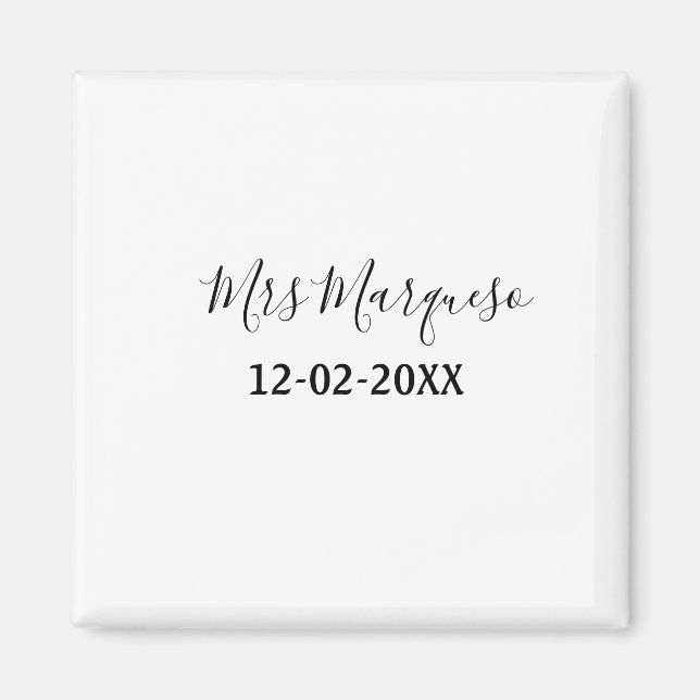 einfaches minimales Monogramm Frau Herr Name Datum Magnet (Vorne)