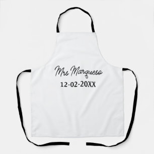 einfaches minimales Monogramm Frau Herr Name Datum Schürze