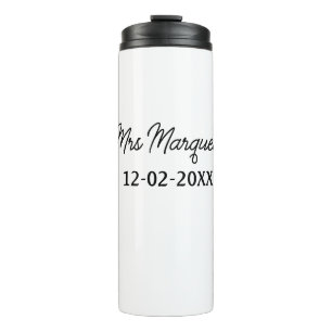 einfaches minimales Monogramm Frau Herr Name Datum Thermosbecher