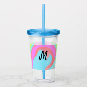 einfaches minimales Monogramm-Logo personalisierte Acryltrinkbecher