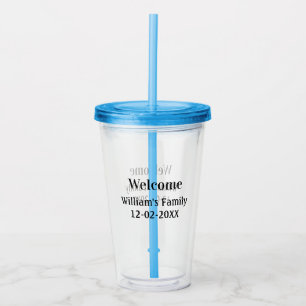 einfaches minimales Monogramm-Logo personalisierte Acryltrinkbecher