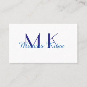 einfaches minimales Monogramm personalisierter Nam Visitenkarte