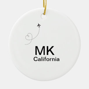 Einfaches minimales Monogramm Text hinzufügen Reis Keramik Ornament