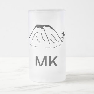 Einfaches minimales Monogramm Text hinzufügen Reis Mattglas Bierglas