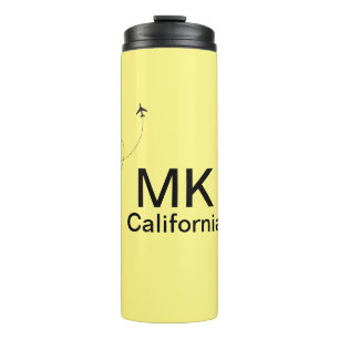 Einfaches minimales Monogramm Text hinzufügen Reis Thermosbecher