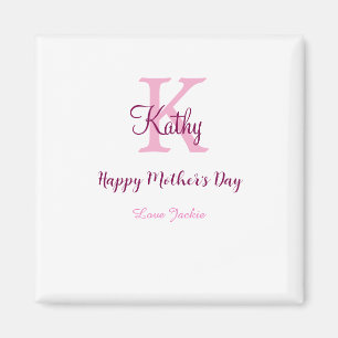 einfaches minimales Muttertags-Monogramm rosa Name Magnet