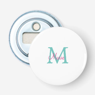 einfaches minimales Namen-Monogramm grün pink blau Flaschenöffner