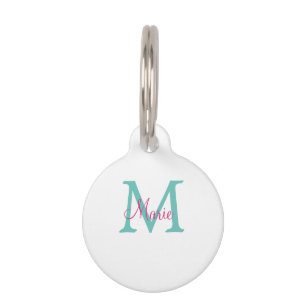 einfaches minimales Namen-Monogramm grün pink blau Haustiermarke